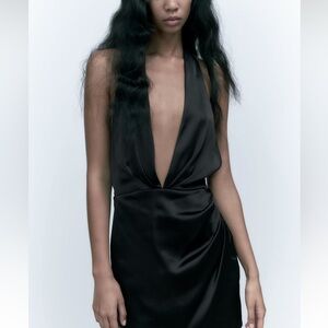 zara mini silk backless dress